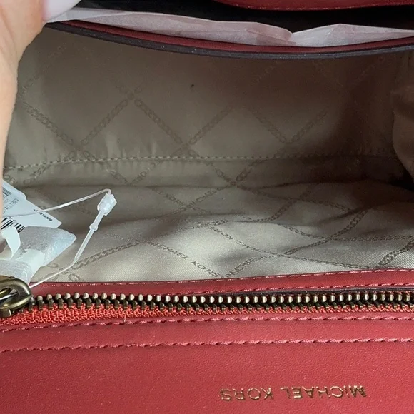 Michael‎ Kors Carmen Pink Flap Satchel Suede Patchwork Leather Crossbody Bag NWT - Picture 12 of 15